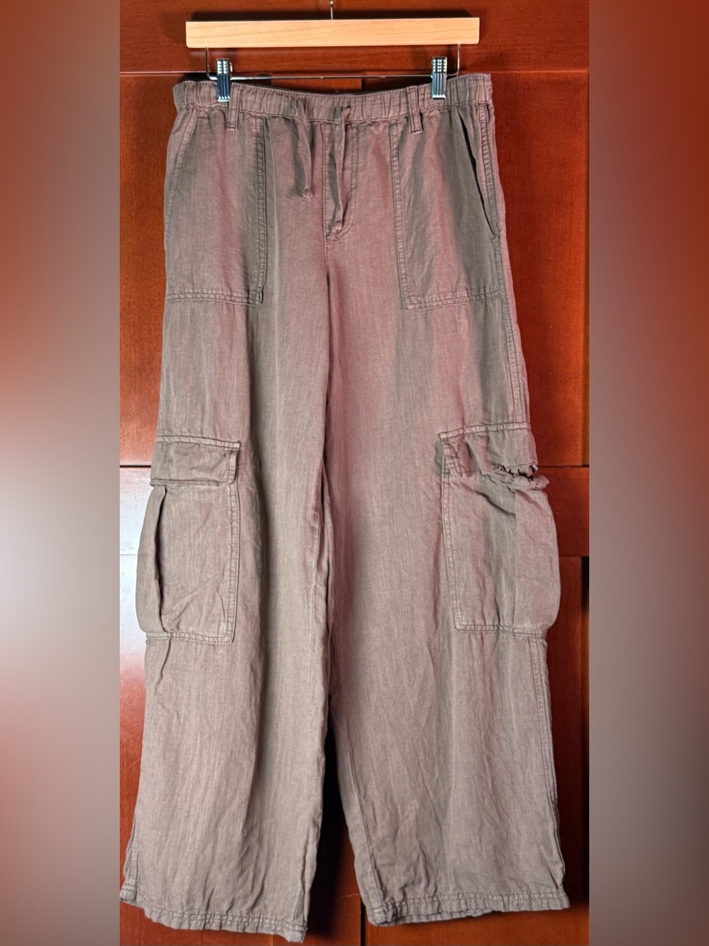 BDG Urban Outfitters Brown Linen Blend Wide Leg Cargo Pants M